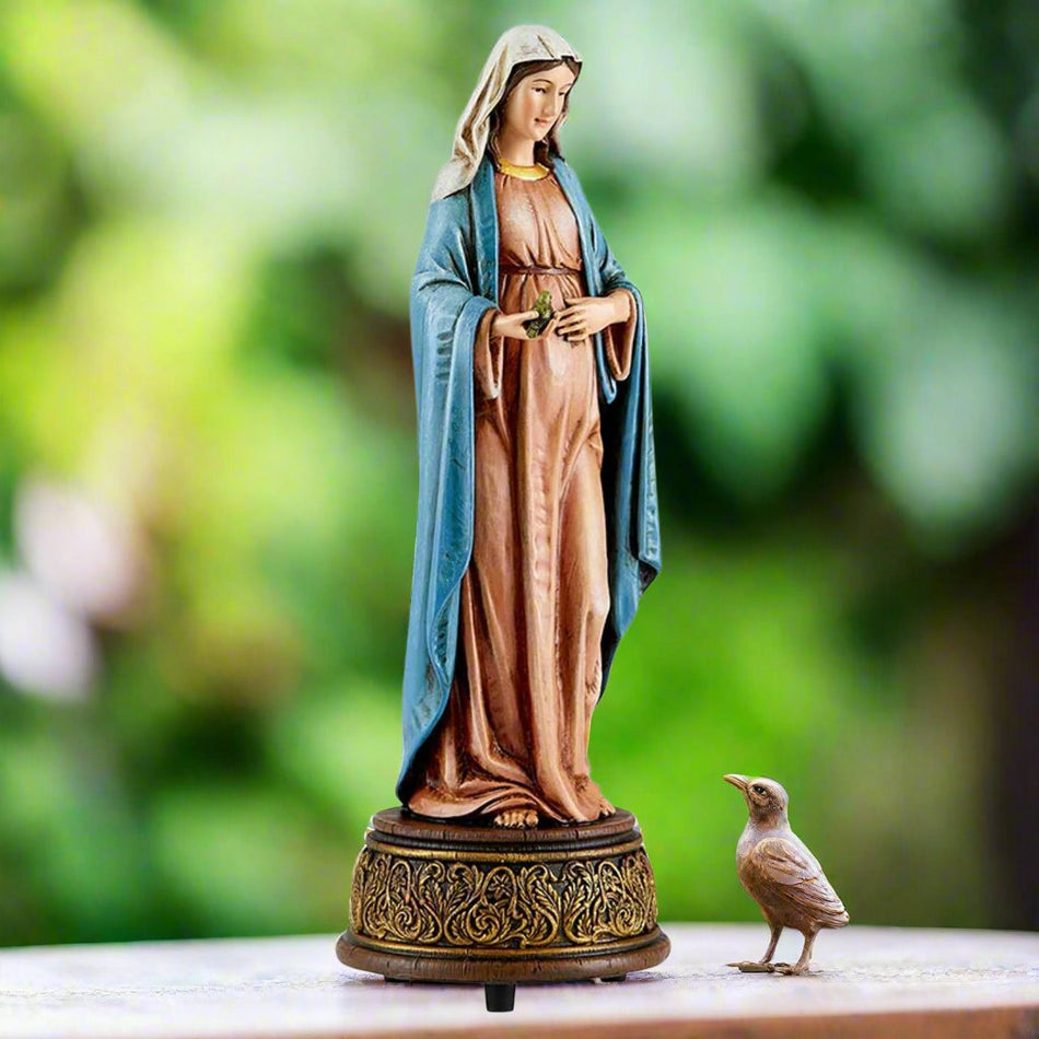 Mary Mother of God Musical Figurine – 9" Resin Statue Playing "Ave Maria"