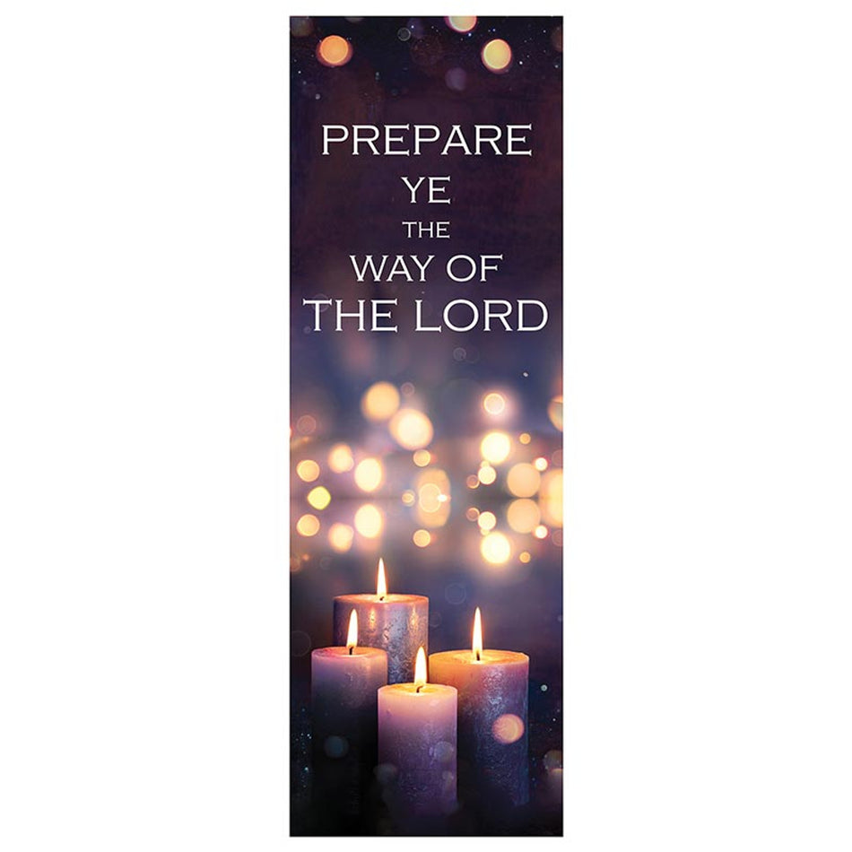 Advent Church Banner – Prepare Ye the Way of the Lord, Wrinkle-Resistant Satin Fabric, 2 x 6