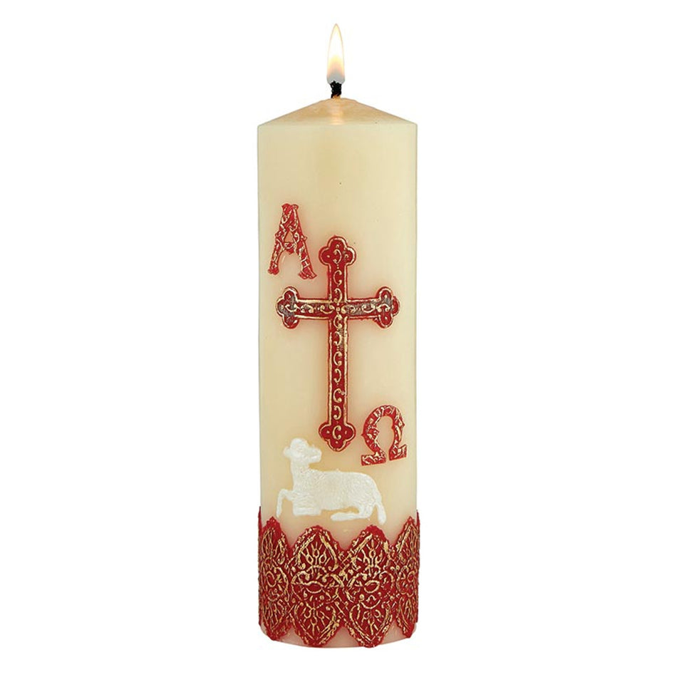 Family Prayer Candle - Baroque Cross