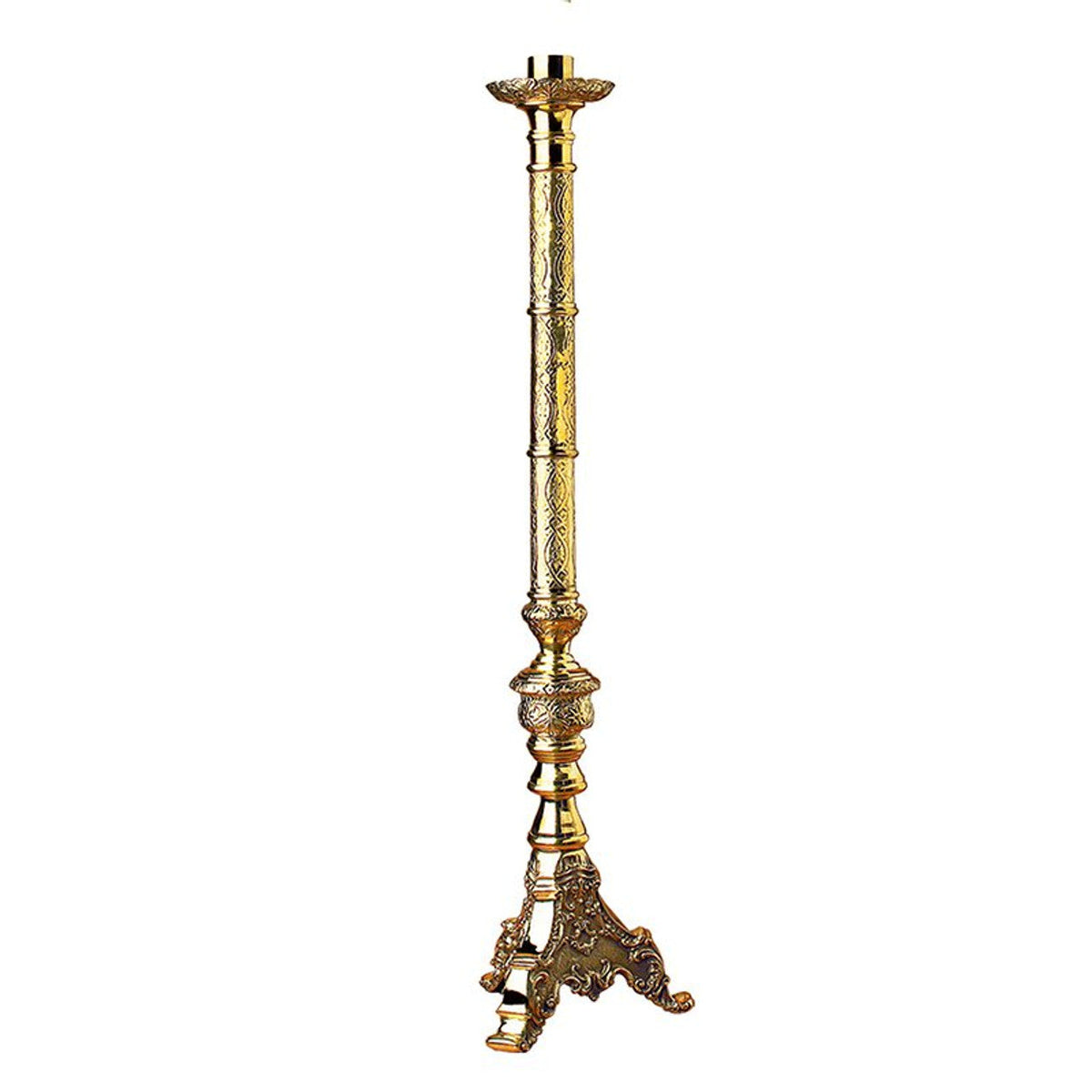 Roma Series Brass 46" Tall Paschal Candlestick, one of the items in the Roma Series Paschal Candlestick with Two Altar Candlesticks. A photograph of the assembled set is pending.