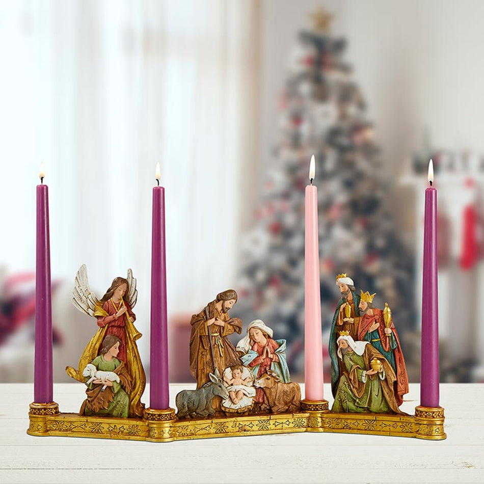 Nativity Advent Candleholder - Beautiful Resin Candleholder for Christmas Reflections