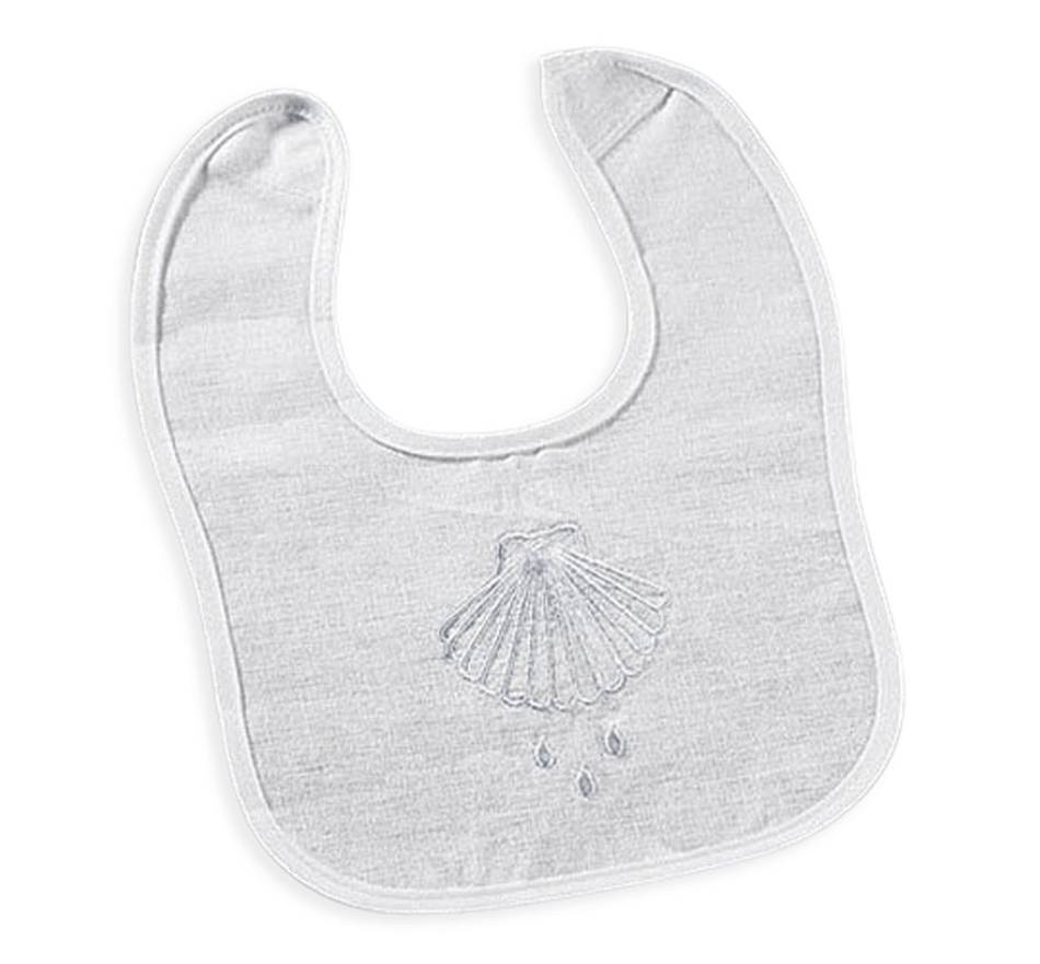 Shell & Water Embroidered Baptismal Bib 12/pk