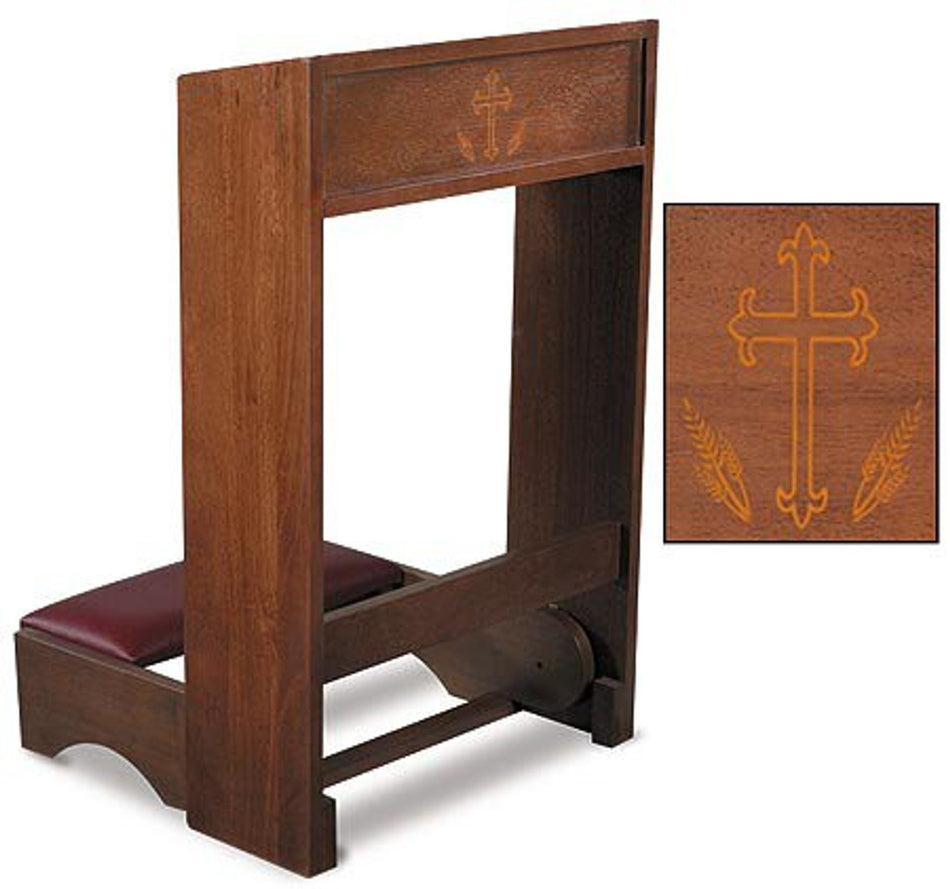 Silk-Screened Padded Folding Kneeler – Maple Hardwood with Walnut Stain and Foam Pad