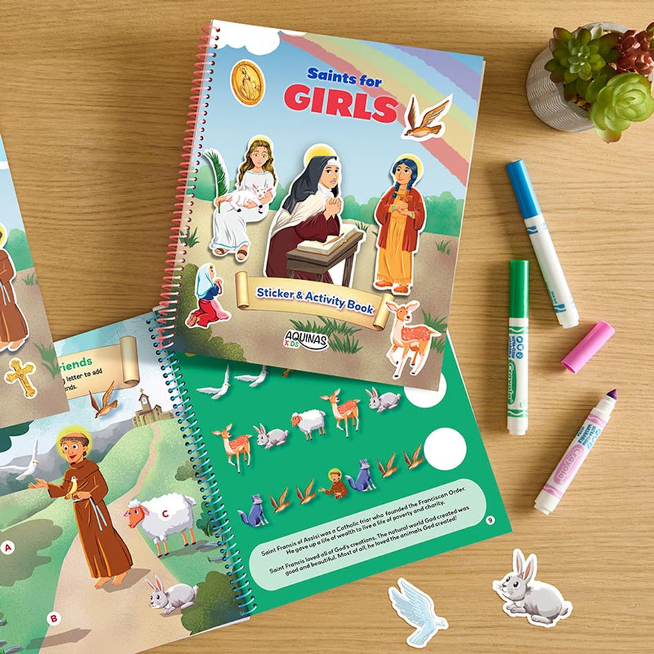Saints for Girls Sticker Activity Book | 52 Pages | Pack of 12