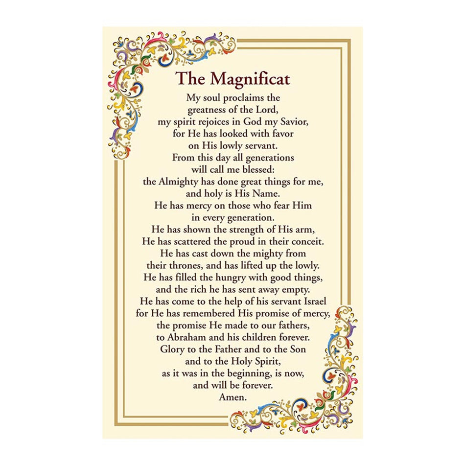 Magnificat Prayer Florentine Holy Card | Gold Foil | Pack of 25