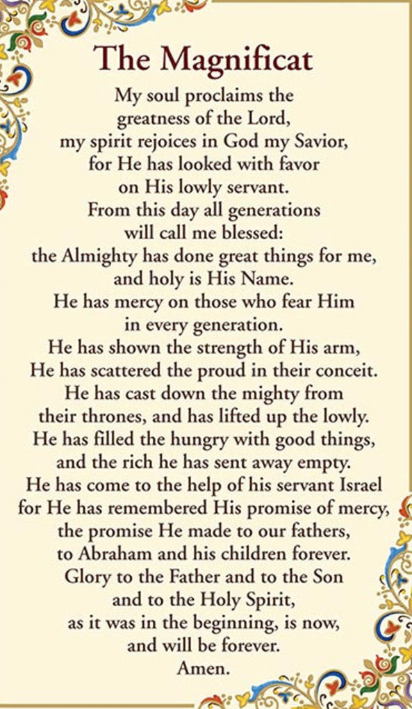 Magnificat Prayer Florentine Holy Card | Gold Foil | Pack of 25