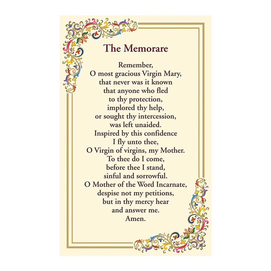 Memorare Prayer Florentine Holy Card | Gold Foil | Pack of 25