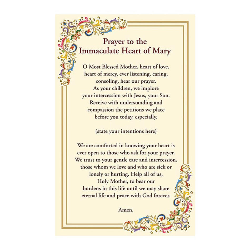 Immaculate Heart Devotion Florentine Holy Card | Gold Foil | Pack of 25