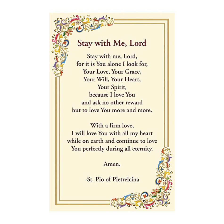 Stay with Me Prayer Florentine Holy Card | Gold Foil | Pack of 25