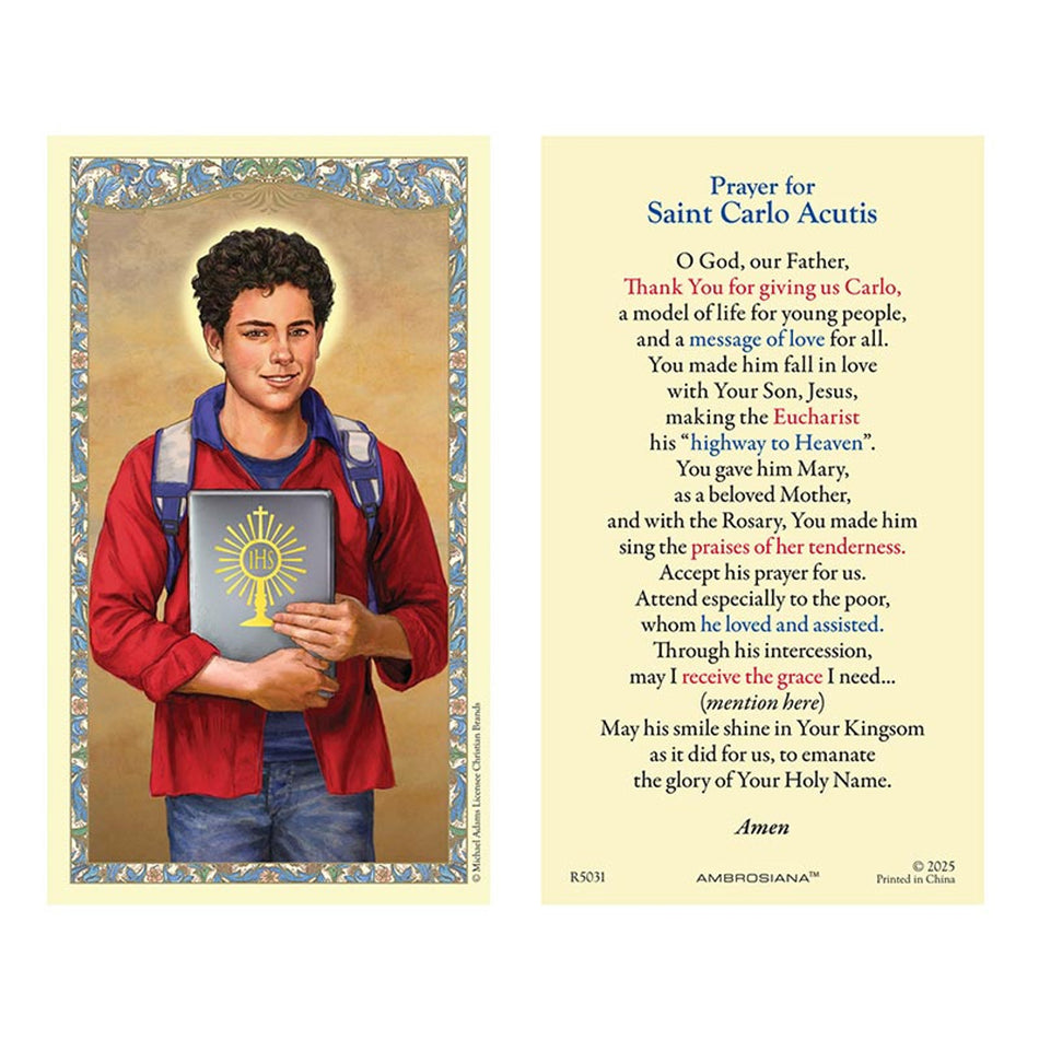 Saint Carlo Acutis Holy Card | 25 pack