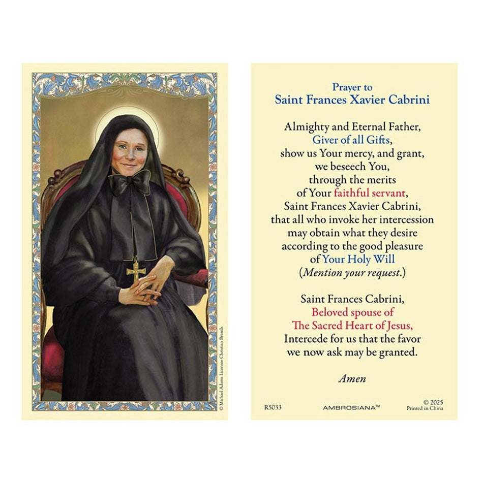 Saint Frances Cabrini Holy Card | 25 pack