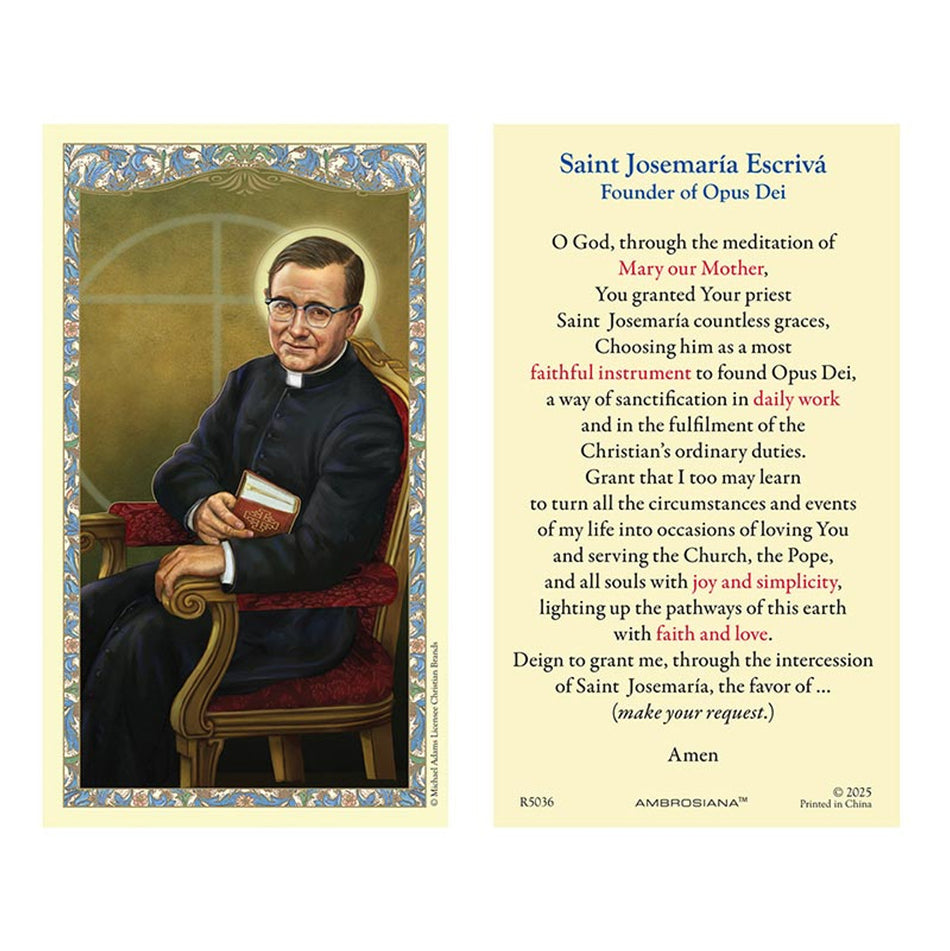 Saint Josemaria Escriva Holy Card | 25 pack