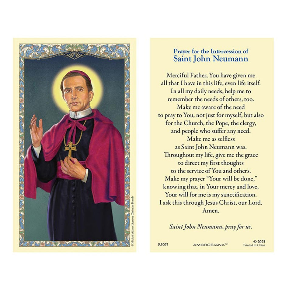 Saint John Neumann Holy Card | 25 pack