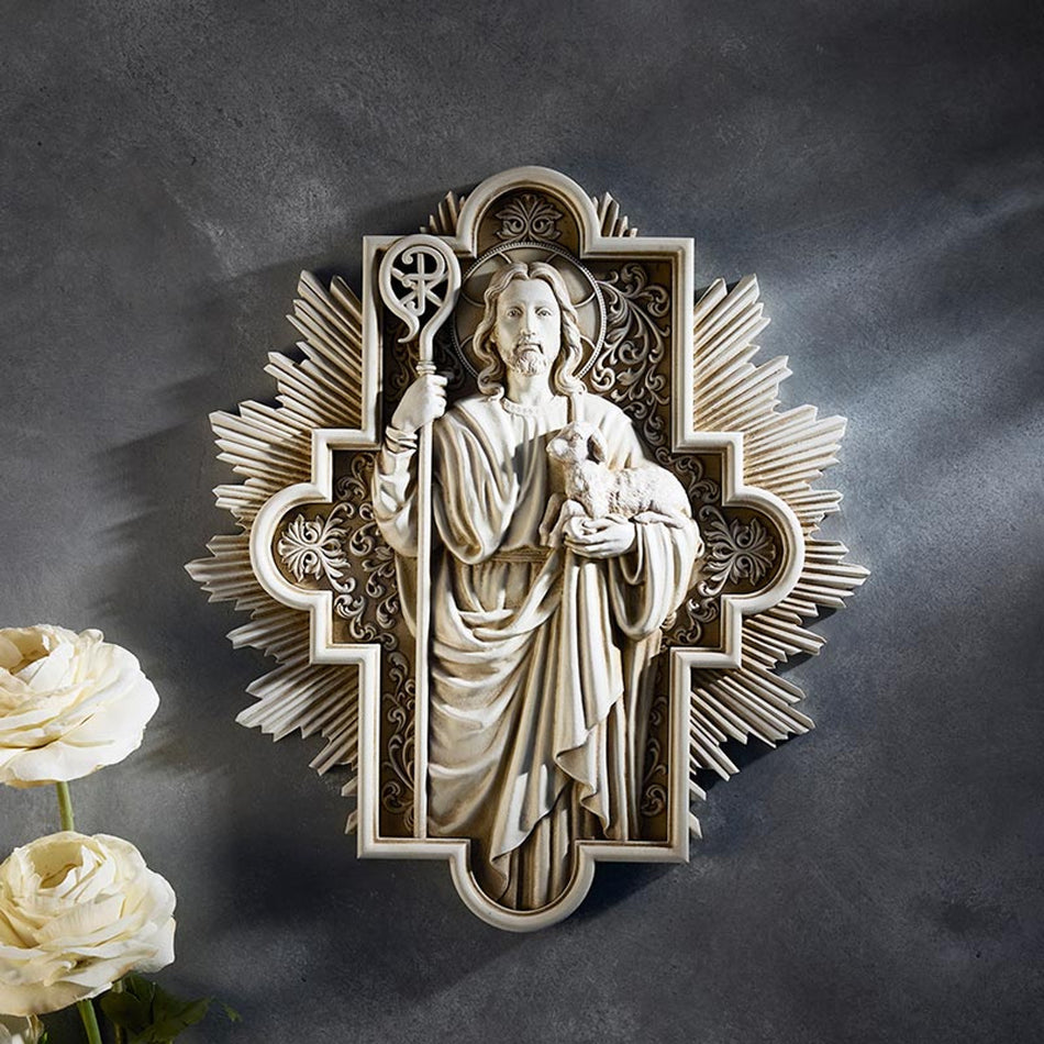 Christ the Good Shepherd Plaque | Resin | 12" Tall