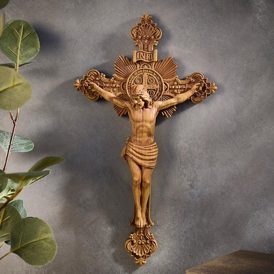 Saint Benedict Crucifix | Resin | 14.25" Tall