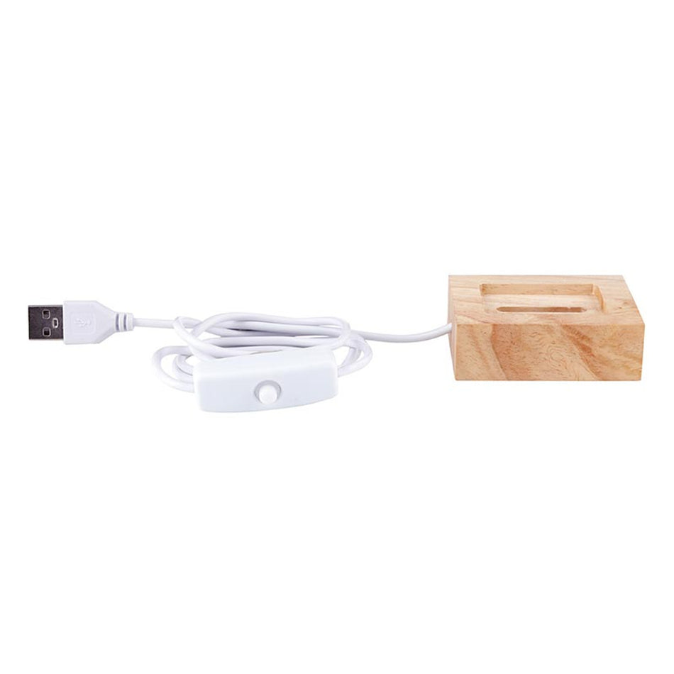 Etched Glass Light Stand | Wooden LED Display Base | Pack of 3