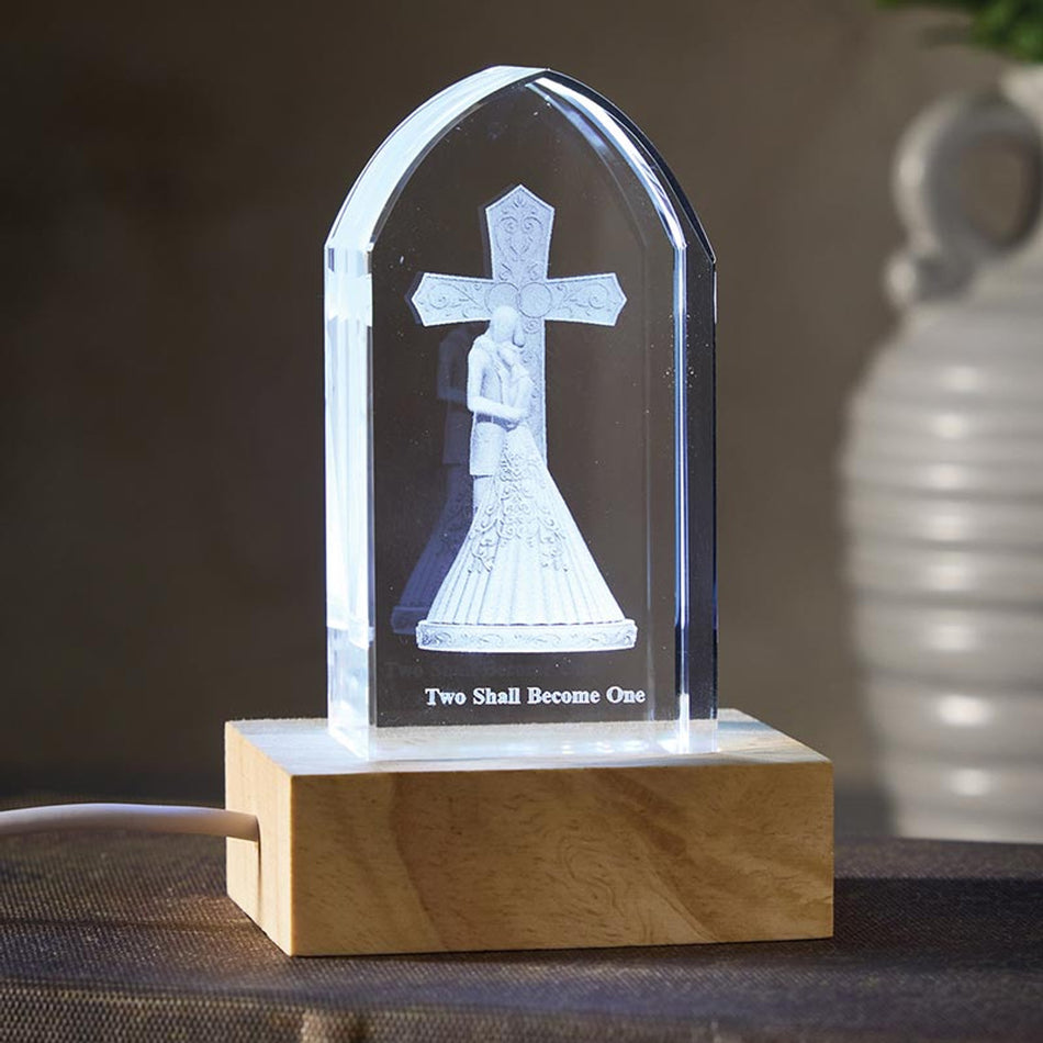 Etched Glass Light Stand | Wooden LED Display Base | Pack of 3