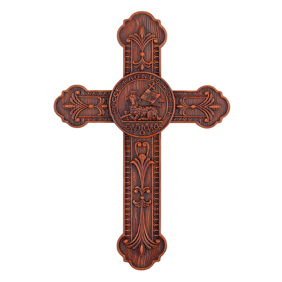 Agnus Dei – Lamb of God Wall Cross | Resin | 12.25" Tall