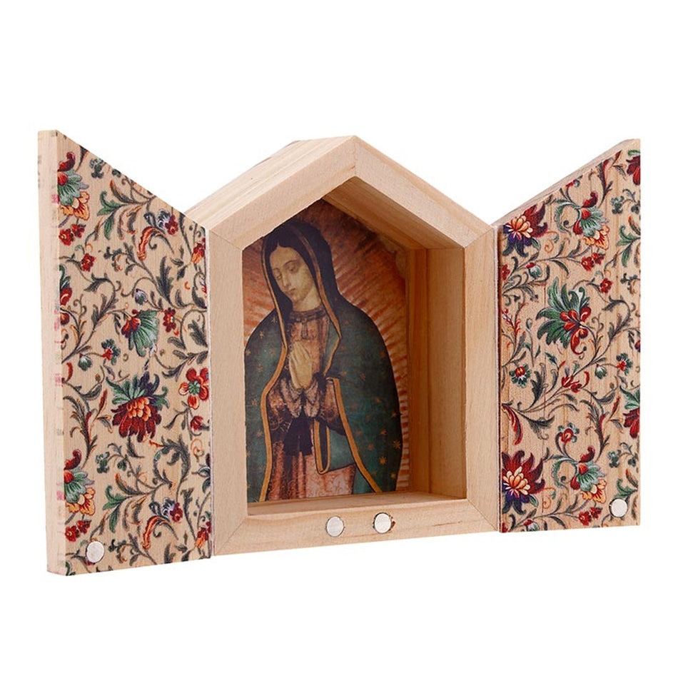Divine Mercy Diptych Diptych | Wood Shrine-Style Desk Devotional | Set of 4