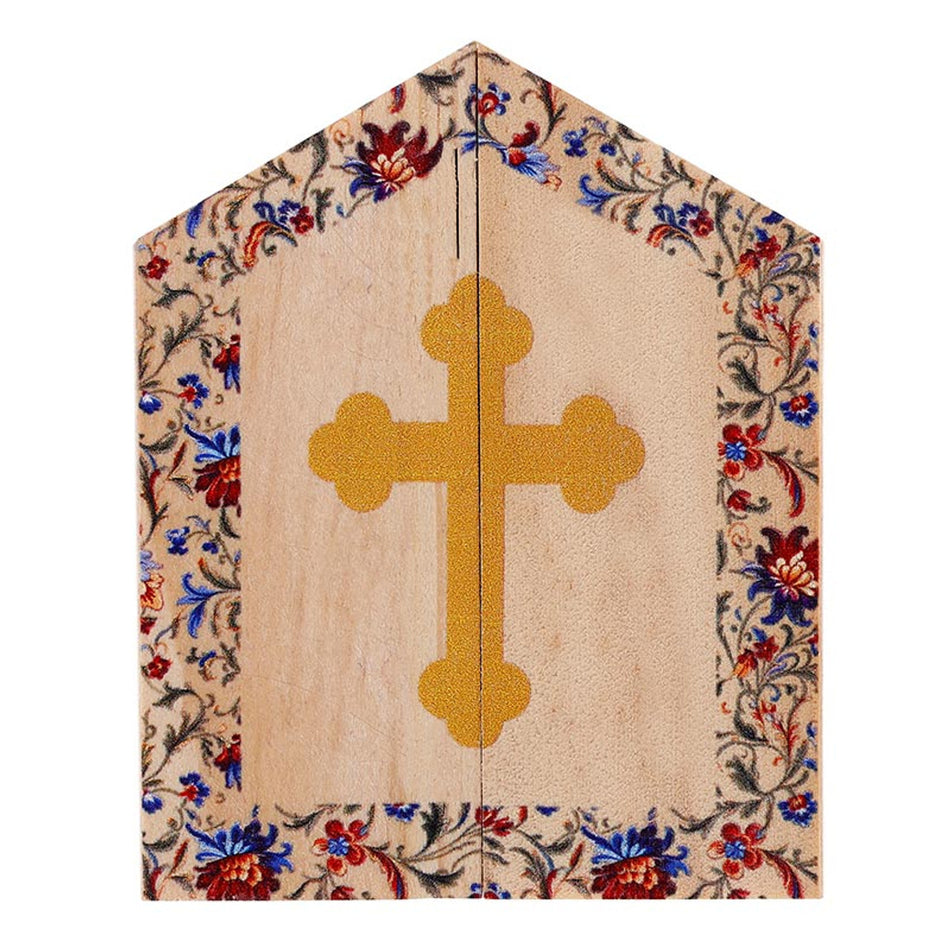 Holy Family Diptych | Wood Shrine-Style Desk Devotional | Set of 4