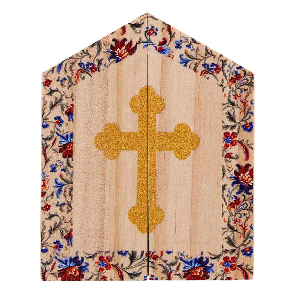 Sacred Heart Diptych | Wood Shrine-Style Desk Devotional | Set of 4
