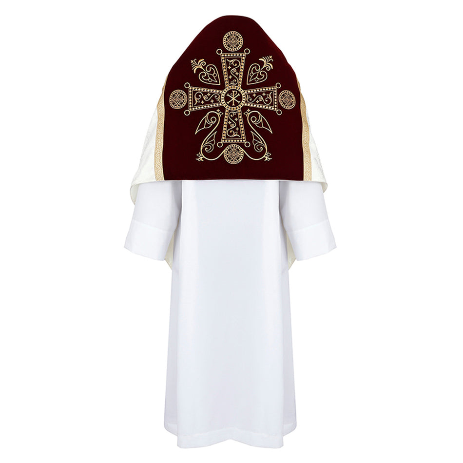 Veneto Humeral Veil | Polyester Jacquard with Gold Chartres Band | 108″ × 22″
