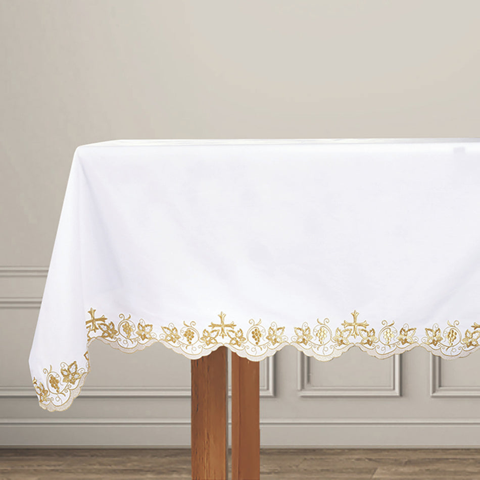 Grape Vine Altar Frontal | Luxurious Metallic Gold Embroidered Altar Cloth