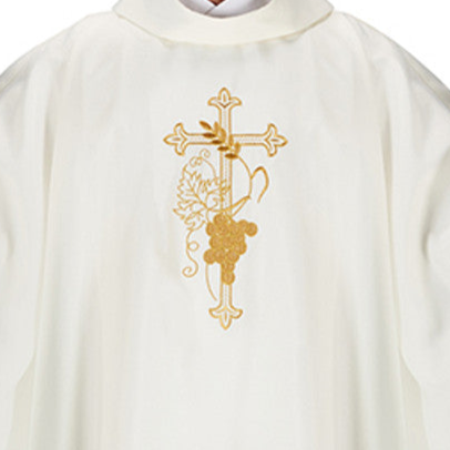 Small Grape Cross Chasuble | Embroidered Polyester Jacquard Vestment