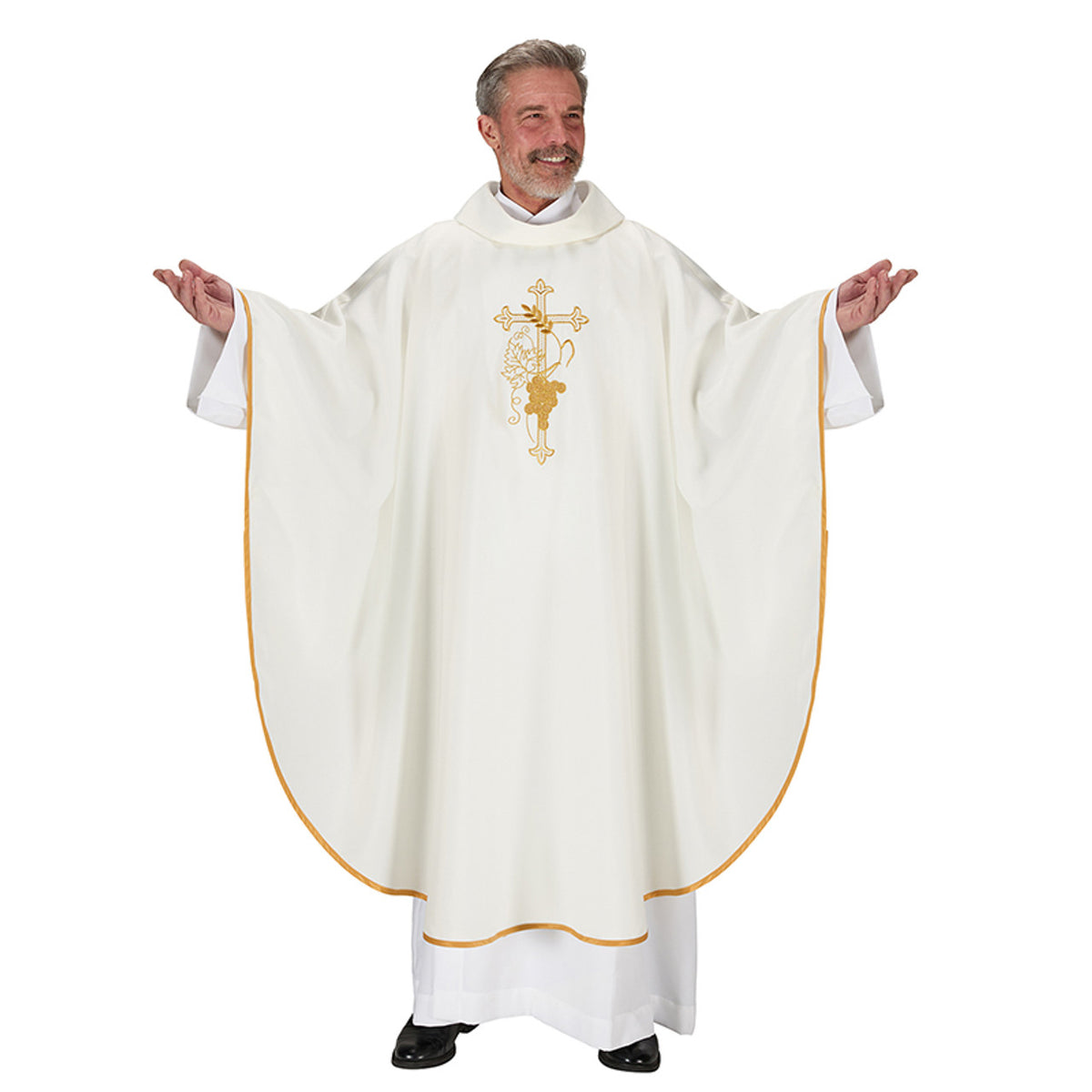 Small Grape Cross Chasuble | Embroidered Polyester Jacquard Vestment by Murphy Robe, product view 6