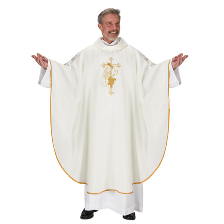 Small Grape Cross Chasuble | Embroidered Polyester Jacquard Vestment by Murphy Robe, product view 6