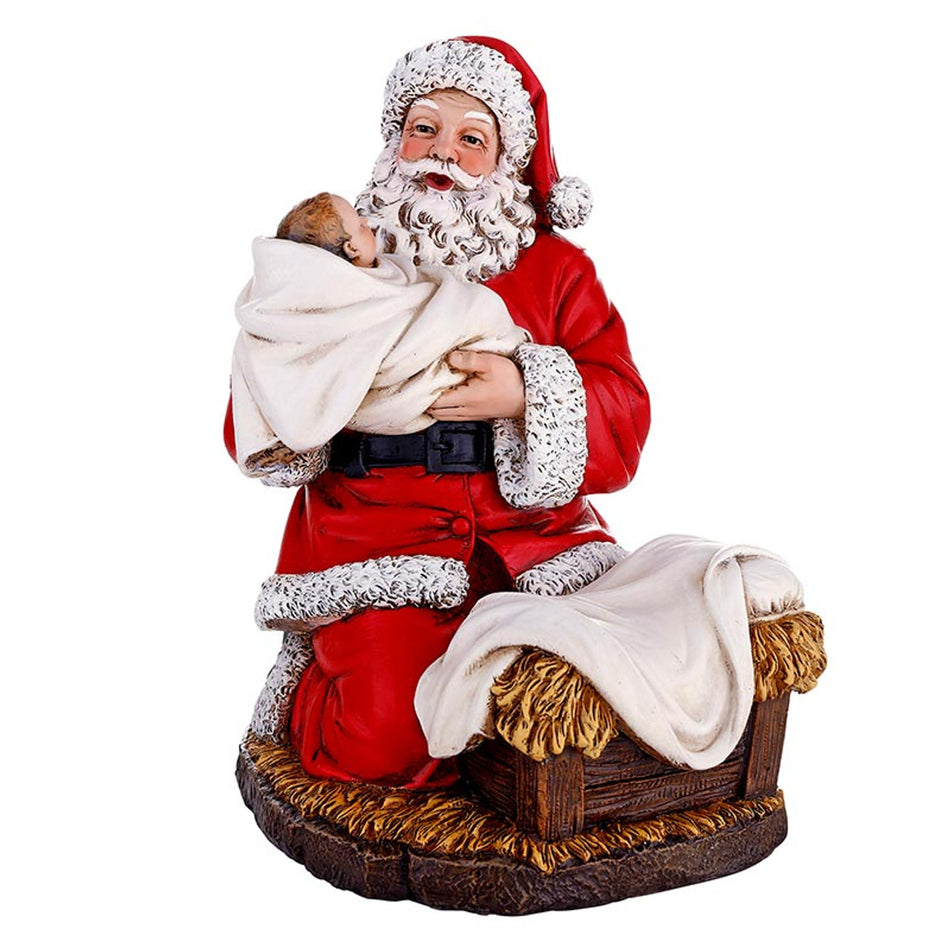 Adoring Santa Nativity Figurine | Resin | 9" Tall