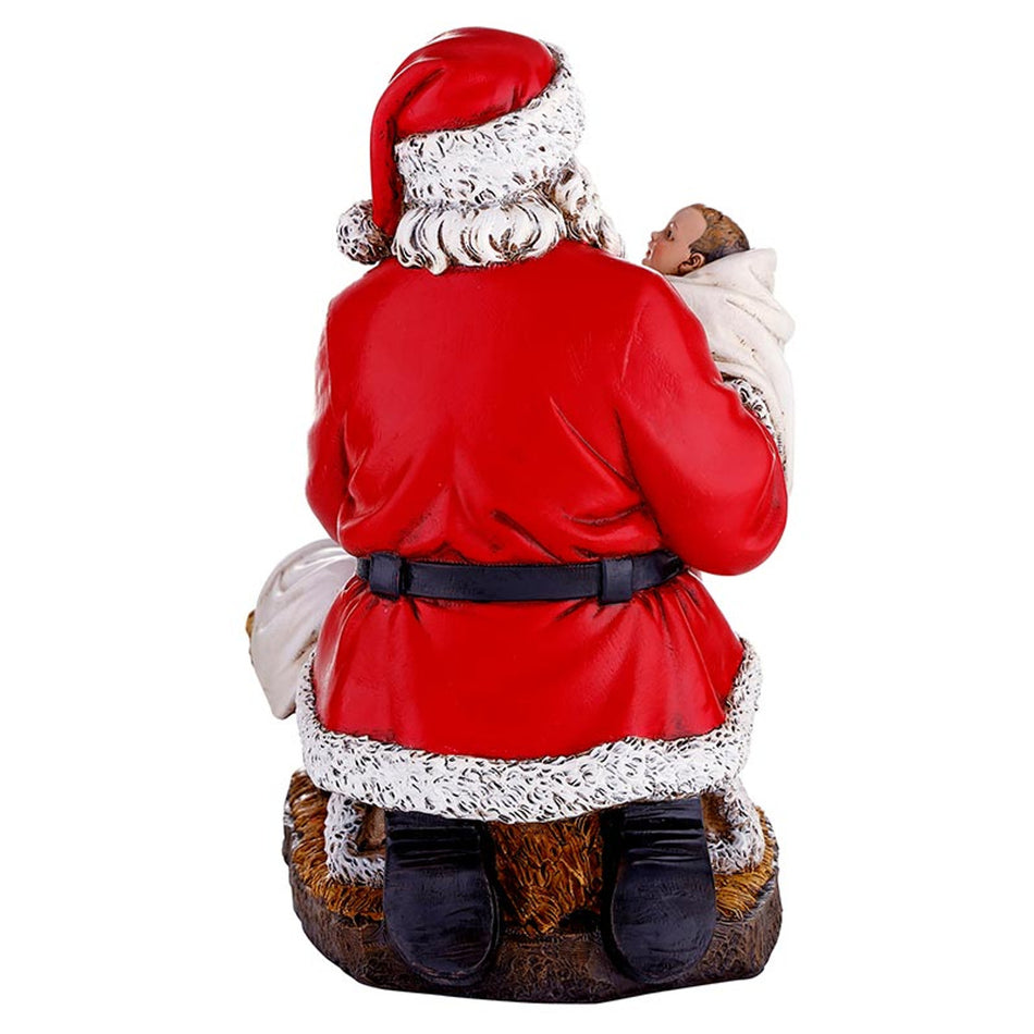 Adoring Santa Nativity Figurine | Resin | 9" Tall