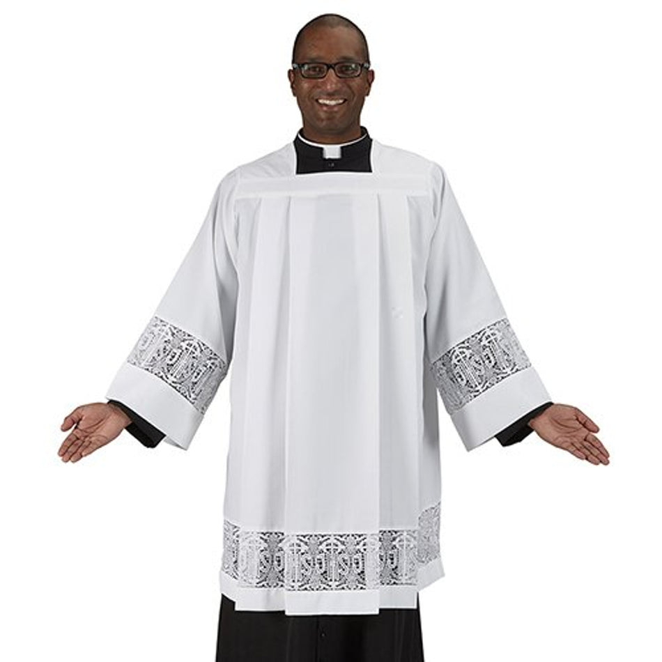 Latin Cross and IHS Lace Surplice - 100% Polyester