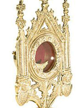 Monstrance with Removable Luna | 15-Inch Monstrance with Removable Luna – Brass & 24kt Gold Plate