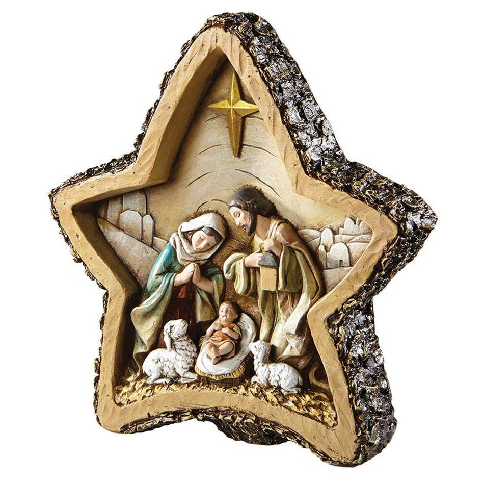 8" H Woodgrain Star Nativity