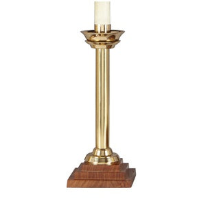 Altar Candlestick - Brass & Solid Wood