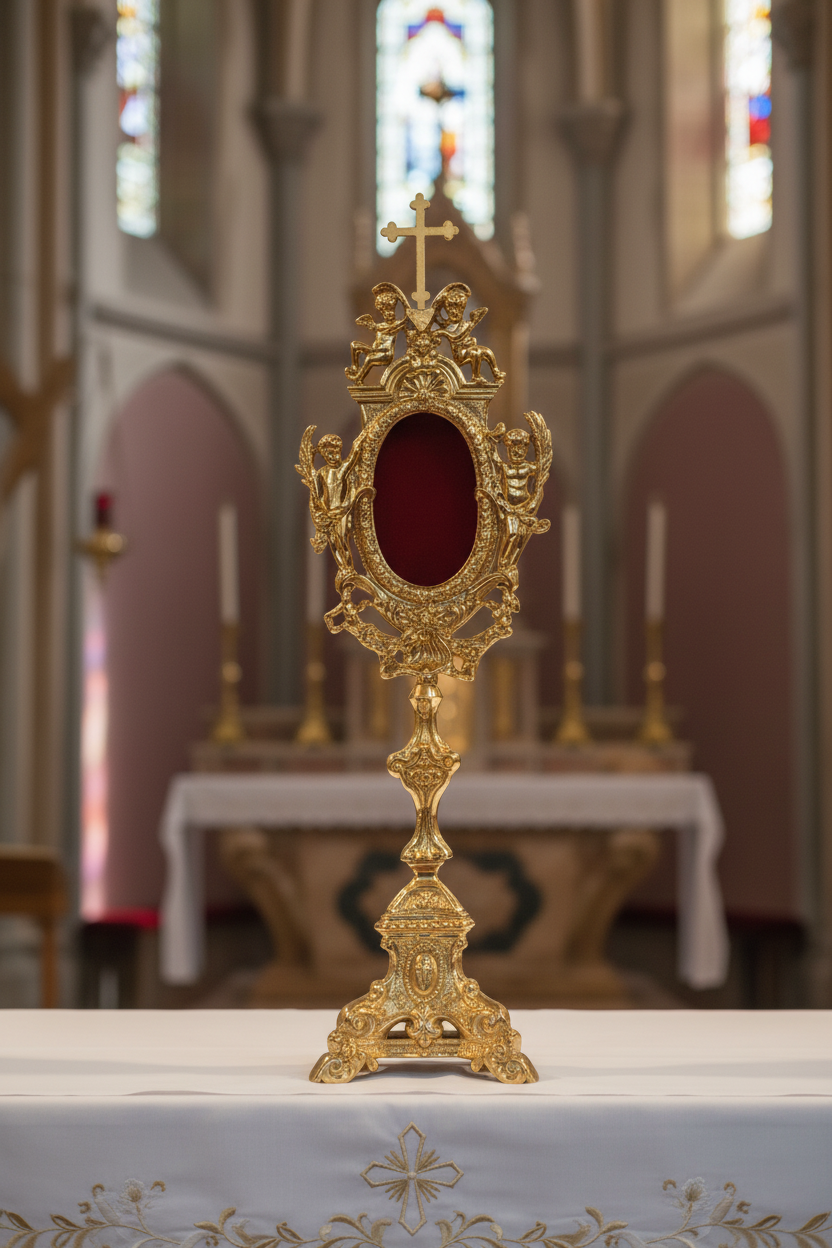 Reliquary with Cross, Brass
