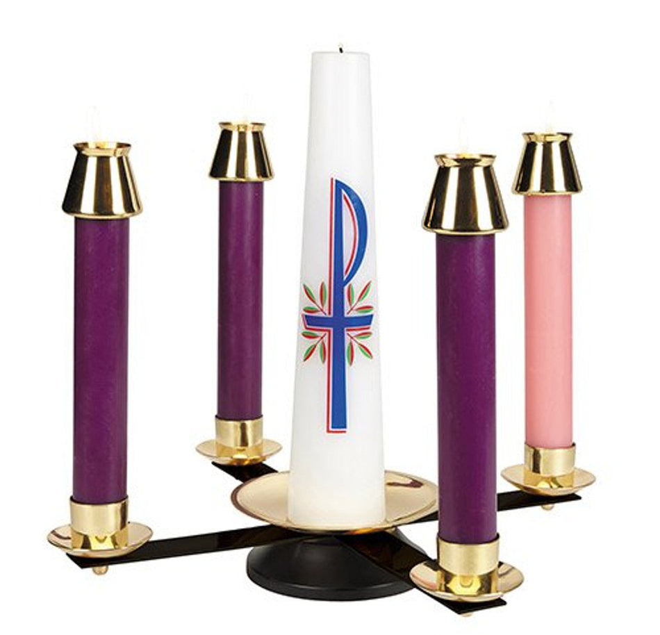 Wrought Iron/Brass Advent Wreath, one of the items in the Wrought Iron Advent Wreath with Tube Candles and Christ Candle. A photograph of the assembled set is pending.