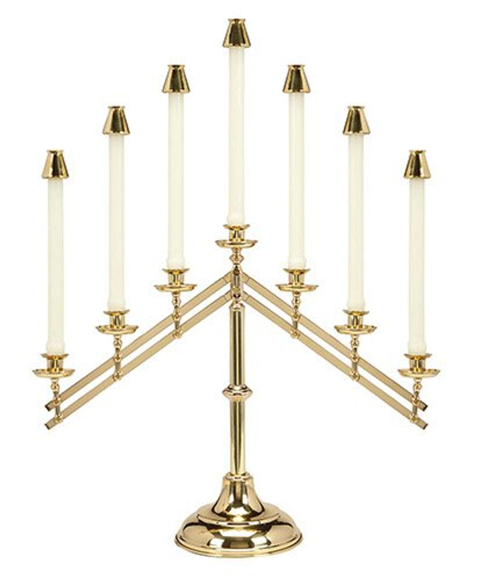 Brass 7-Light Candelabra; Adjustable with Polished Brass