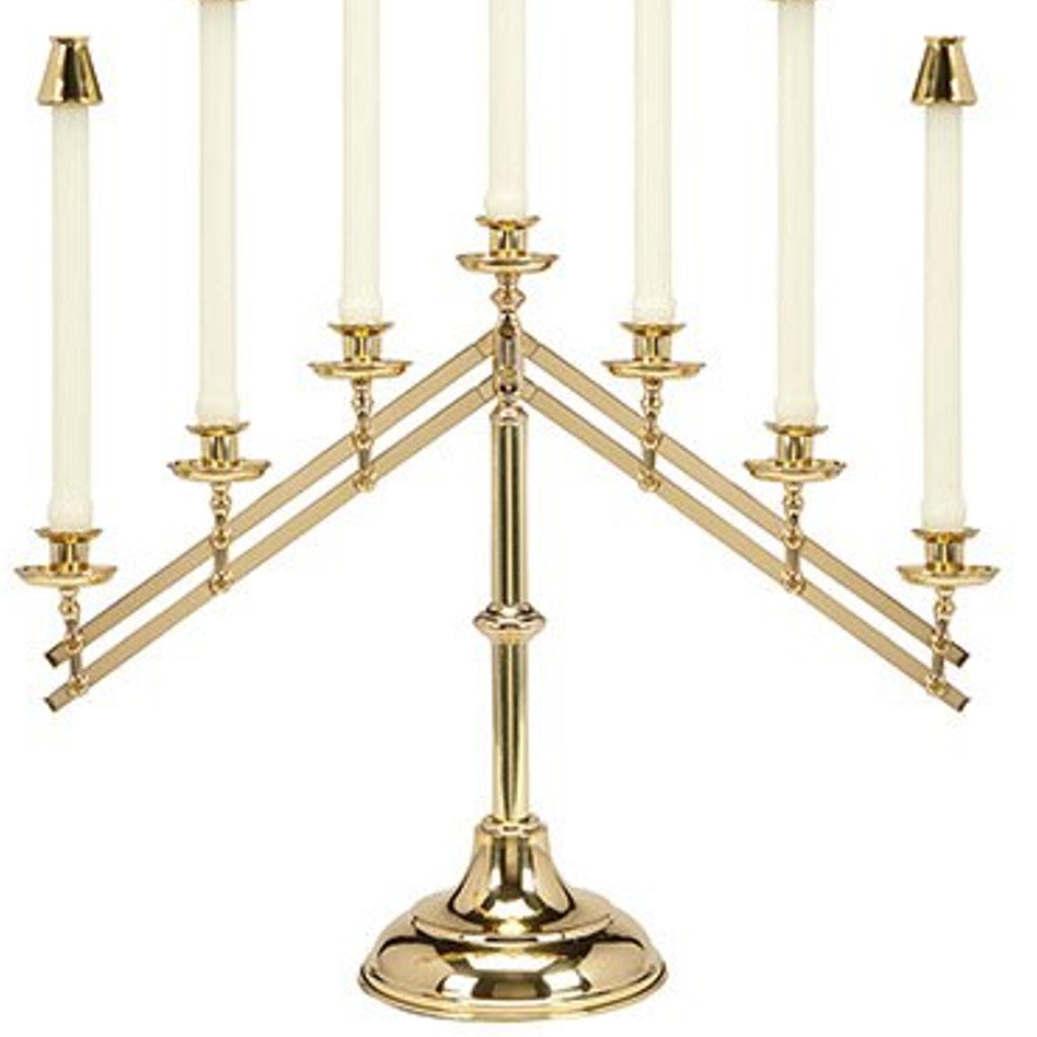 Brass 7-Light Candelabra; Adjustable with Polished Brass