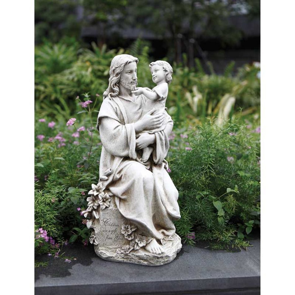 20" Jesus with Child Garden Statue - Stone Resin