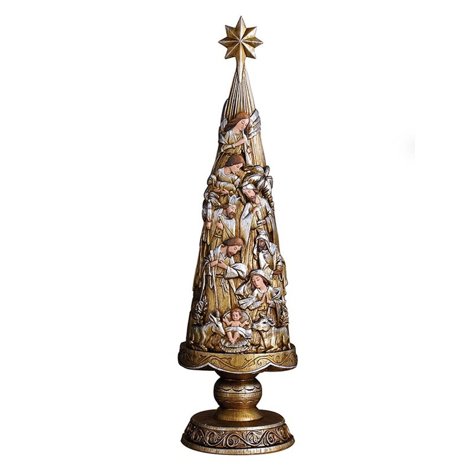 Metallic Nativity 21" H Christmas Tree