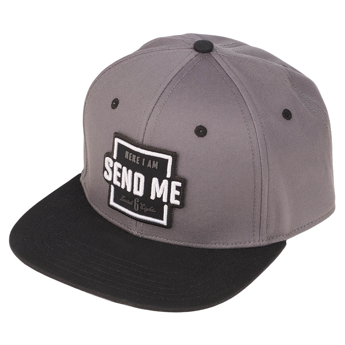 Send Me Gray and Black Snapback Baseball Cap - Isaiah 6:8 by Christian Art Gifts