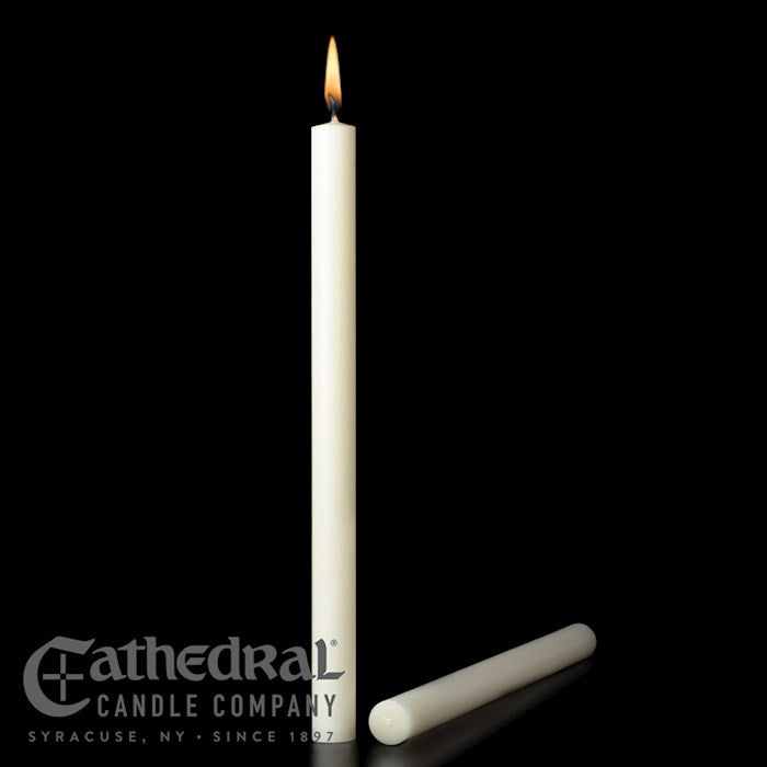 Altar Candle - White Beeswax - 7/8 inch x 12 inch | Pack of 24