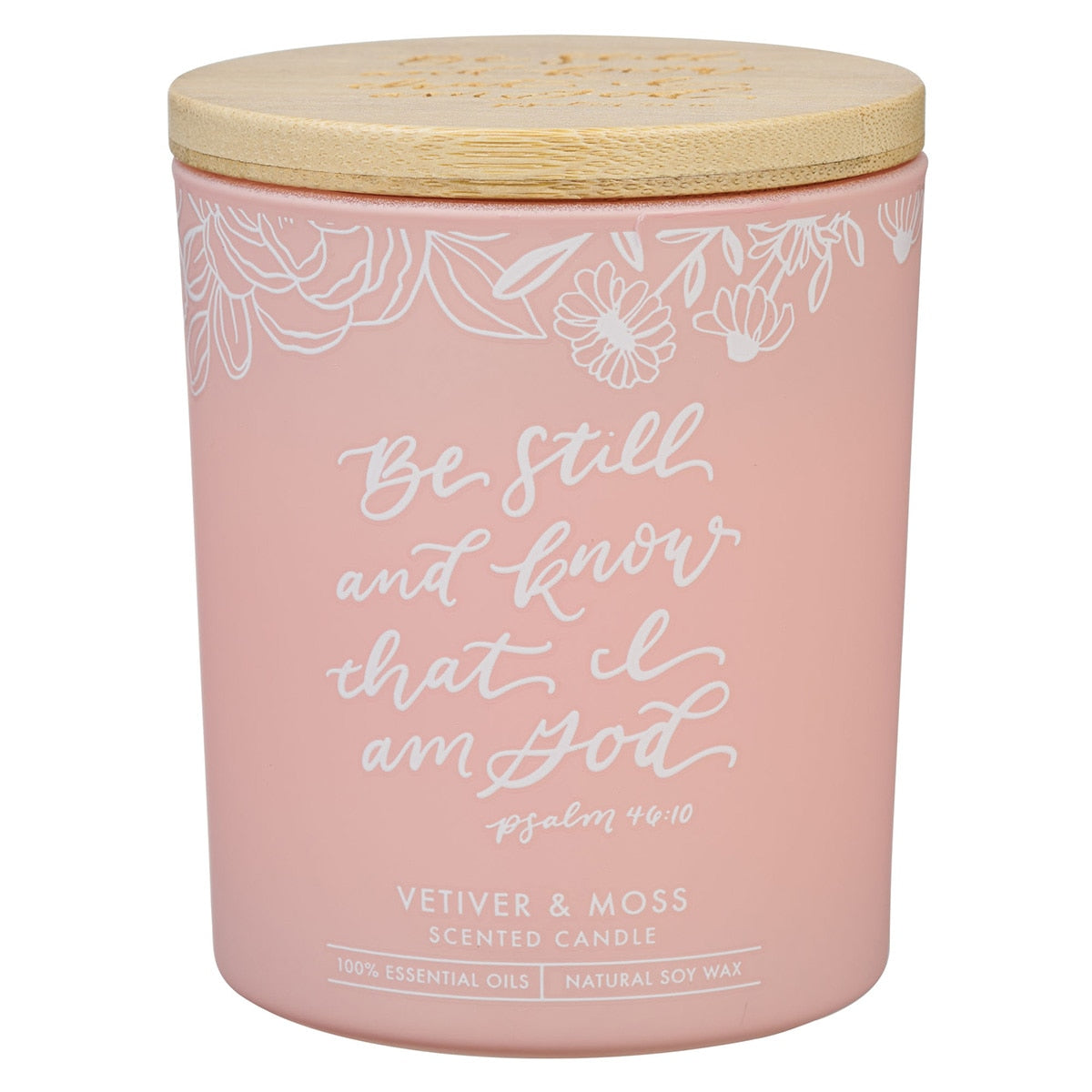Be Still and Know Vetiver and Moss Candle in a Glass Jar - Psalm 46:10 by Christian Art Gifts