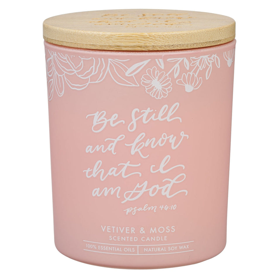 Be Still and Know Vetiver and Moss Candle in a Glass Jar - Psalm 46:10 by Christian Art Gifts