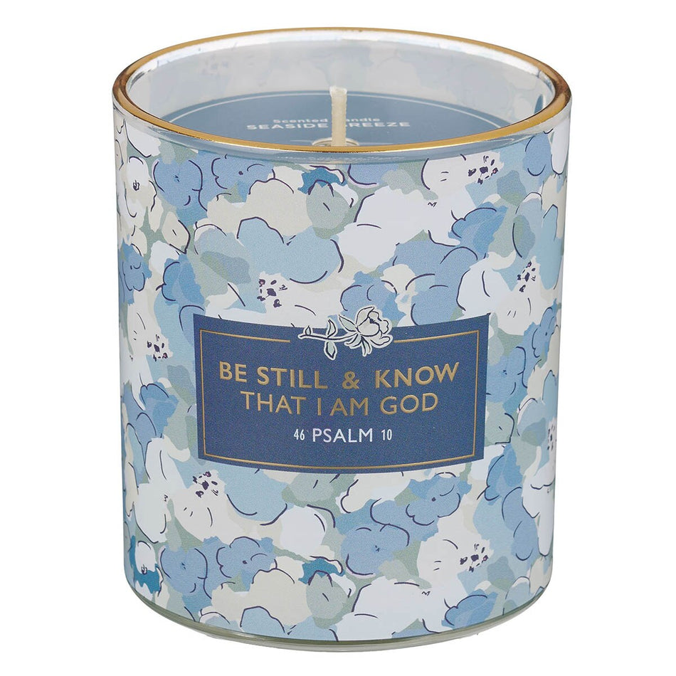 Be Still and Know Seaside Breeze Scented Candle in a Glass Jar - Psalm 46:10 by Christian Art Gifts