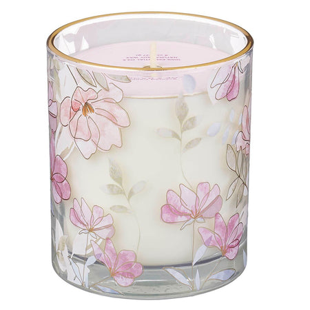 Walk by Faith Pink Aloe Bamboo Scented Candle in A Glass Jar - 2 Corinthians 5:7 by Christian Art Gifts, product view 2