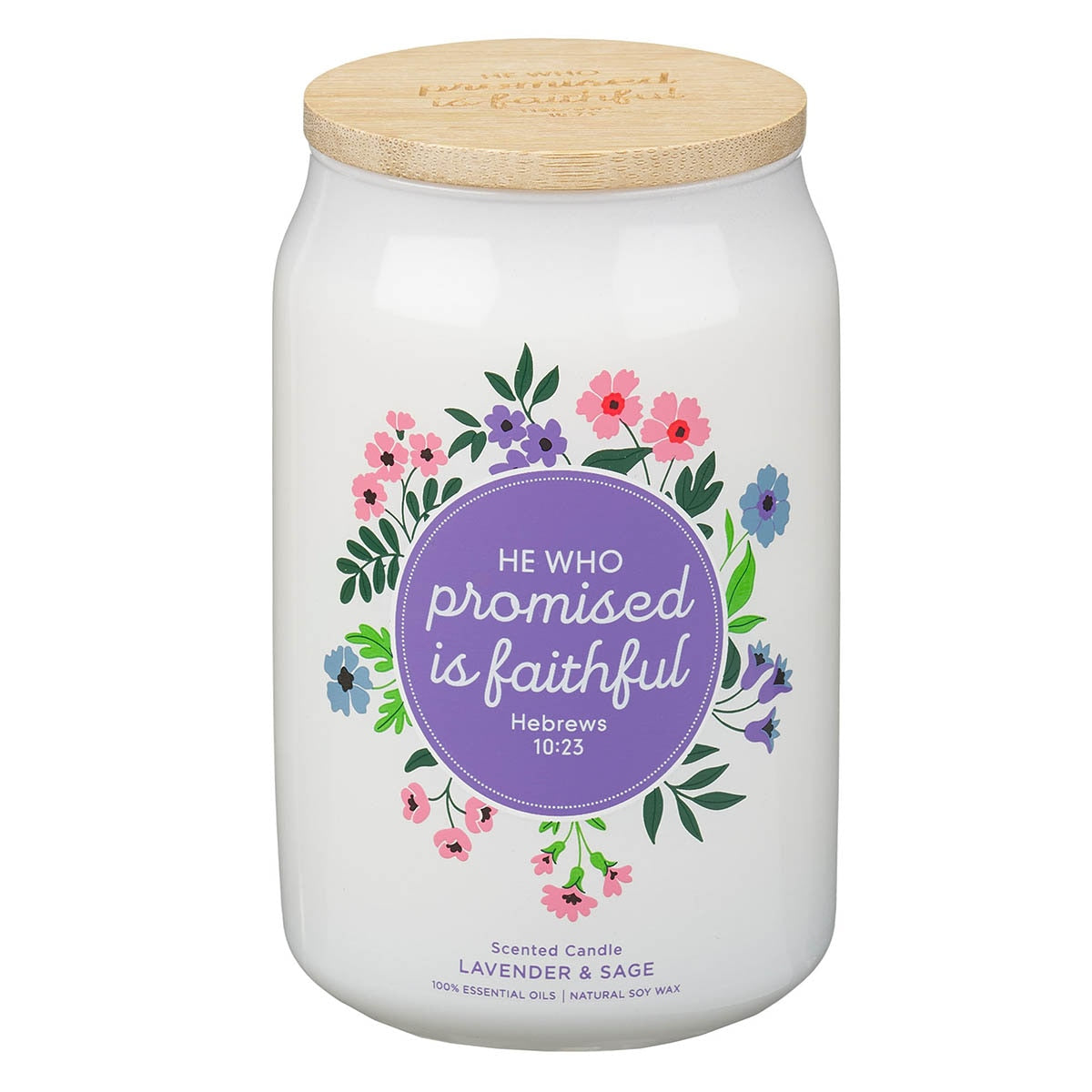 Faithful Promise Lavender and Sage Scented Candle - Hebrews 10:23 by Christian Art Gifts