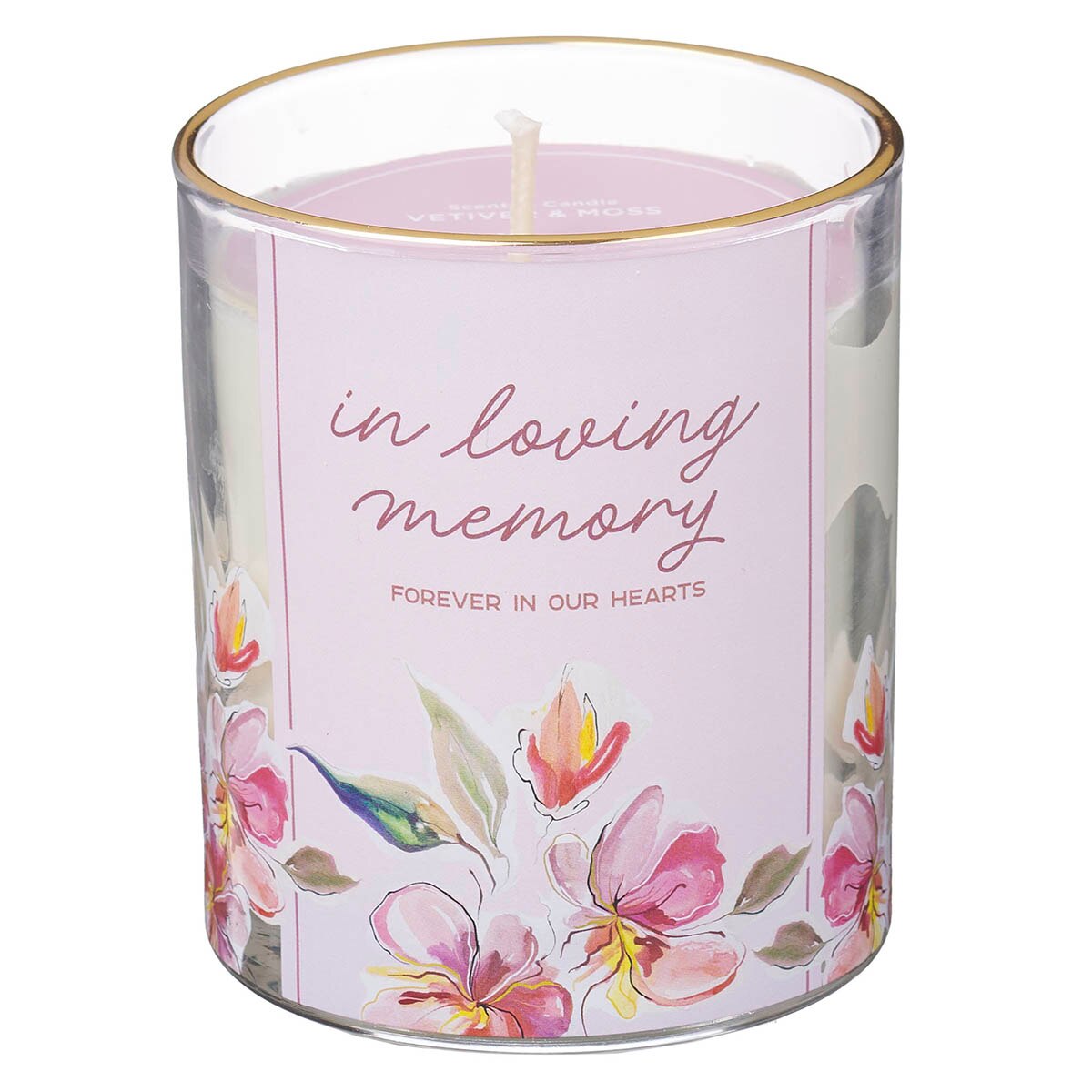 In Loving Memory Vetiver and Moss Scented Candle in a Glass Jar by Christian Art Gifts